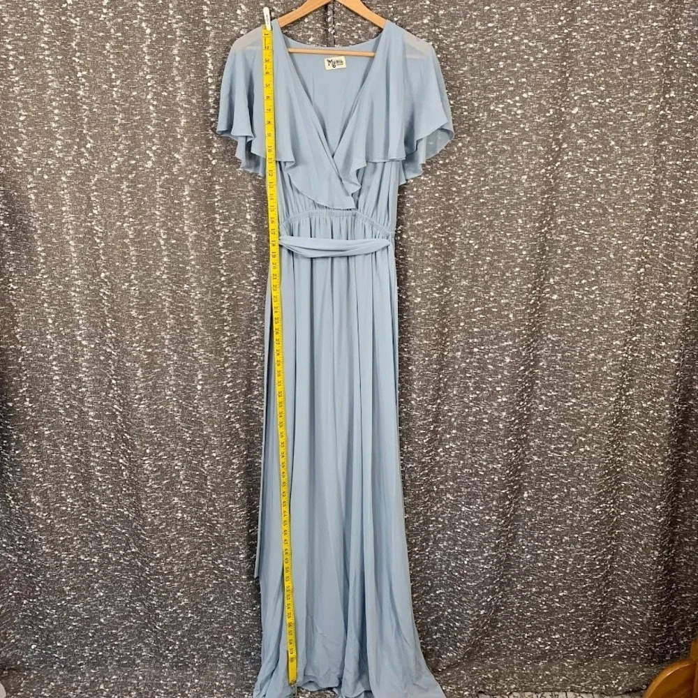 Show Me Your Mumu Blue Audrey Maxi Dress Wedding Bridesmaid Ruffled‎ Women's M